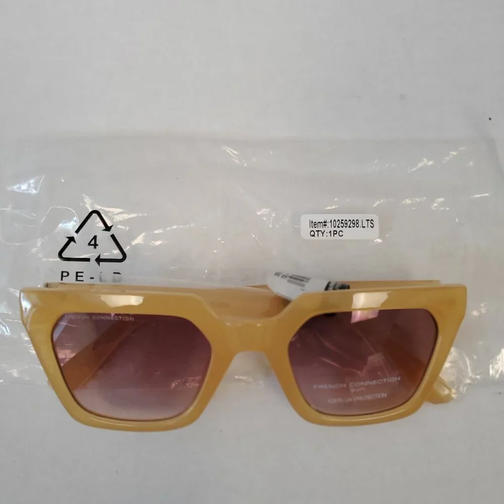 French Connection chunky square sunglasses with gradient lens-Sunny Yellow NWT
